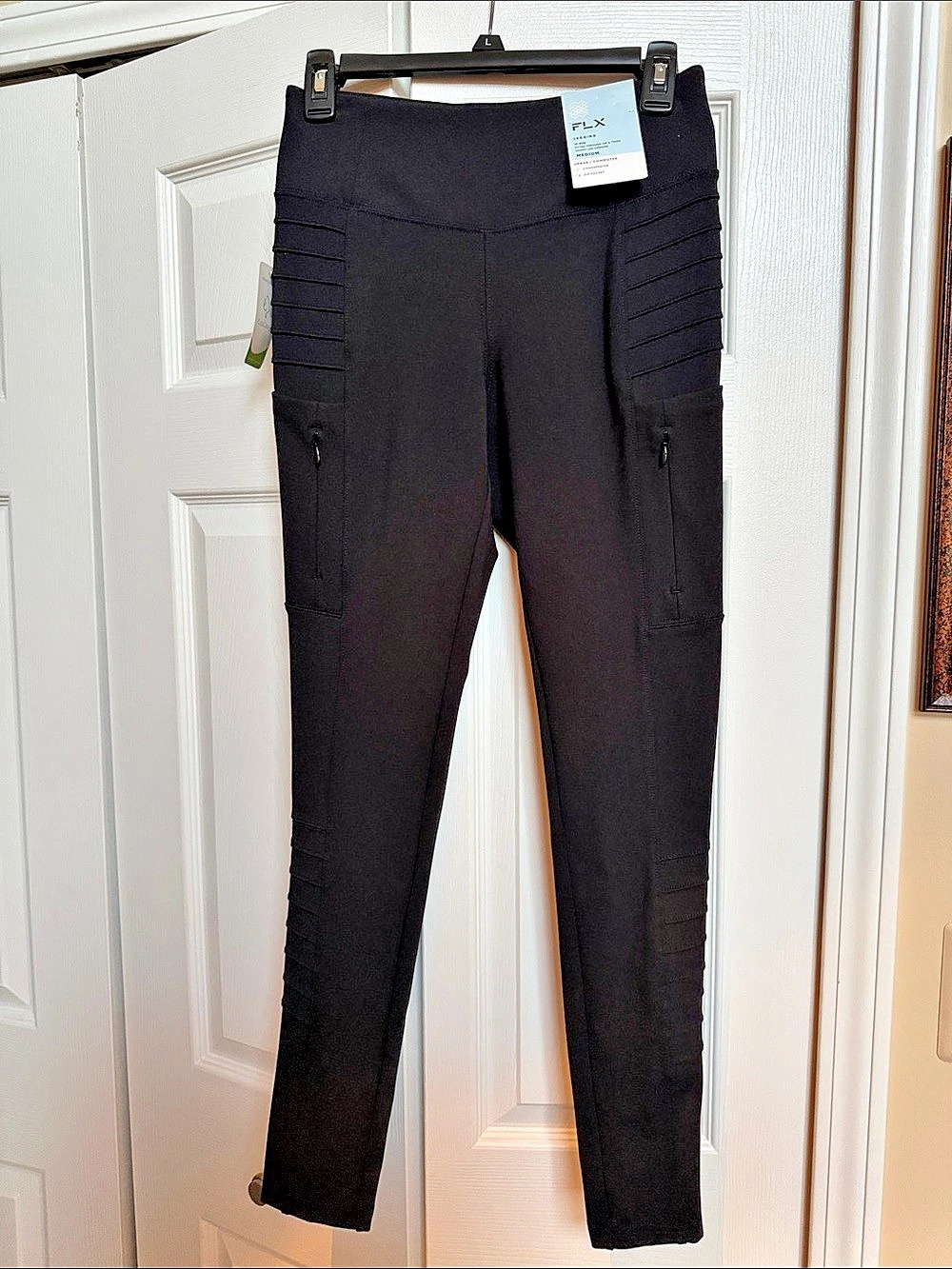 New With Tags!!  FLX Urban Commuter High-Rise Legging with Zip Pockets Black Med